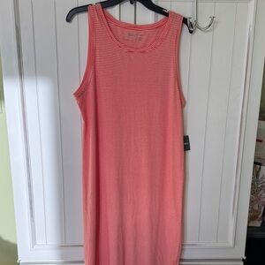 Eddie Bauer Flame (Orange) and White Striped Sleeveless Dress
